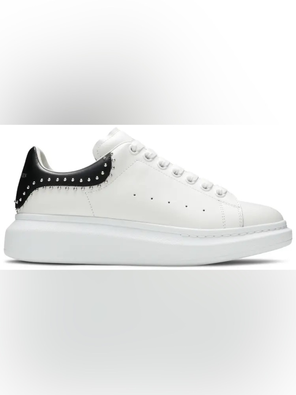 Alexander McQueen White Leather Sneakers with Black Studded Heel